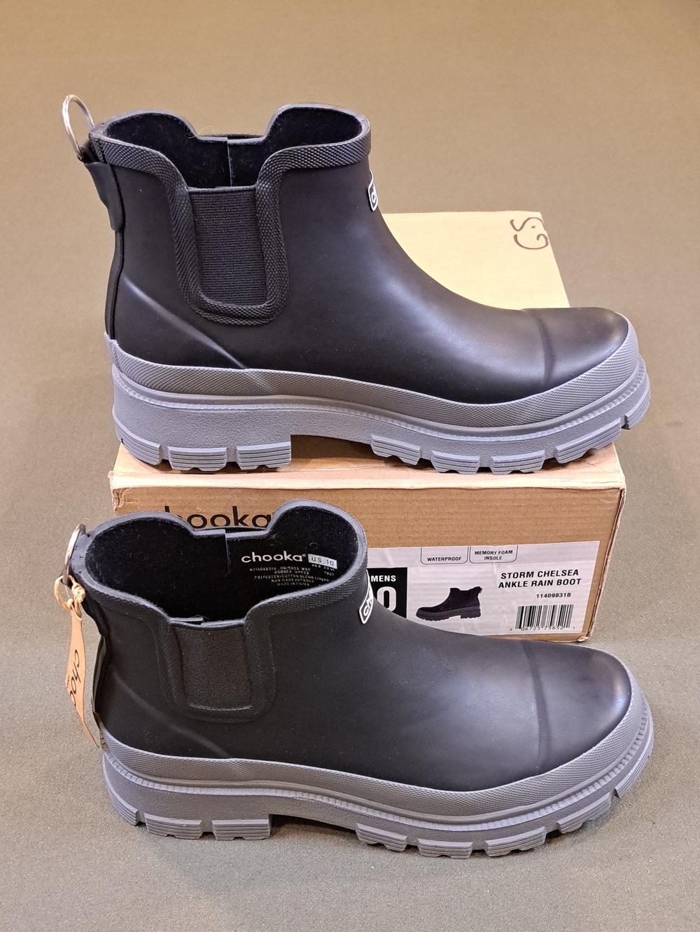 Chooka Storm Chelsea Ankle Rain Boot - Color: Black - Size: Women 10